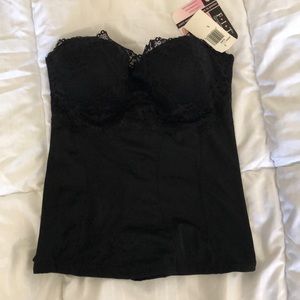 FIT a strapless black lace cami
